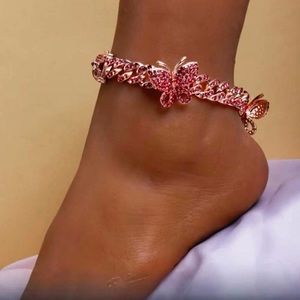 Iced out Cuban link butterfly anklet